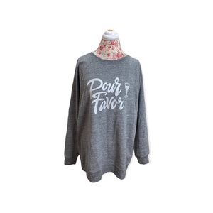Wildfox “Pour Favor” Wine Graphic Pullover Sweatshirt Oversized  [022]